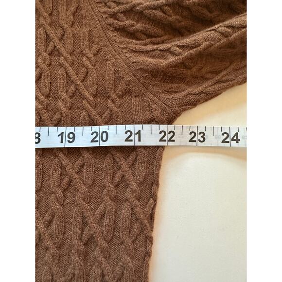 Peter‎ Millar 100% Cashmere Cable Knit Sweater Jumper Sz L Brown V-Neck Luxury - Picture 6 of 10